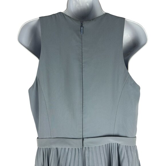 Azazie Long Pleated Blue Dress Size 8 Sleeveless Polyester - Picture 9 of 10